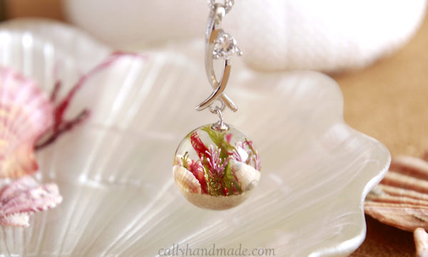 collier argent rhodié mer coquillages