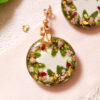 boucles d'oreilles féérie bruyère or fougère foret enchantée