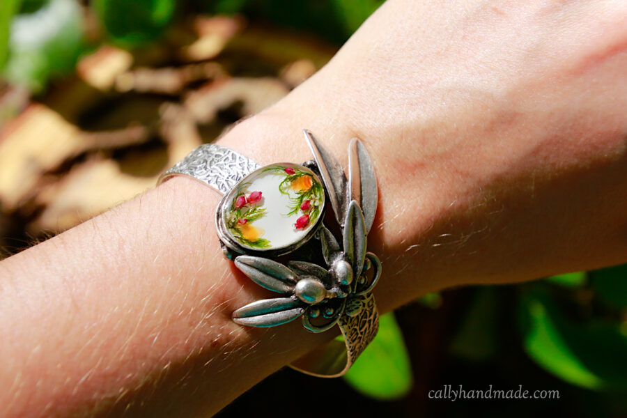 bracelet femme fleur argent antique